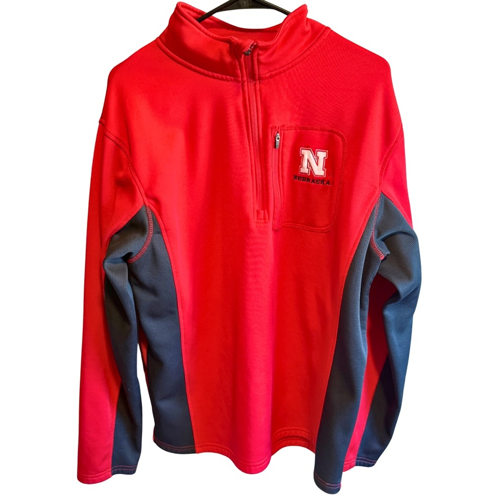 Colosseum Nebraska Quarter Zip Pullover Red Gray Men’s Large